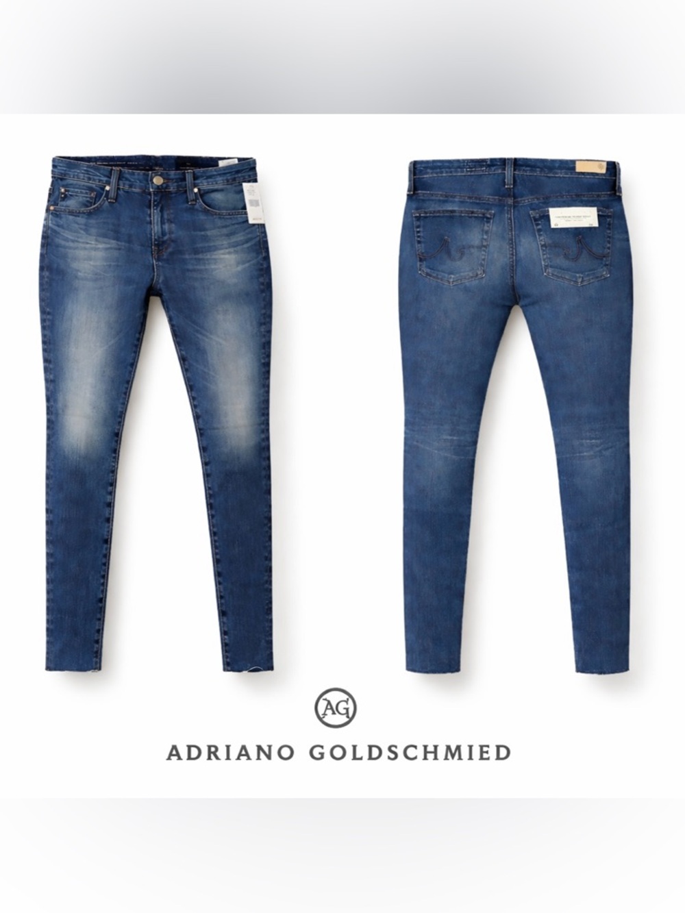 AG Adriano Goldschmied Farrah Skinny Ankle Jeans High Rise Raw Hem Size 26 NWT